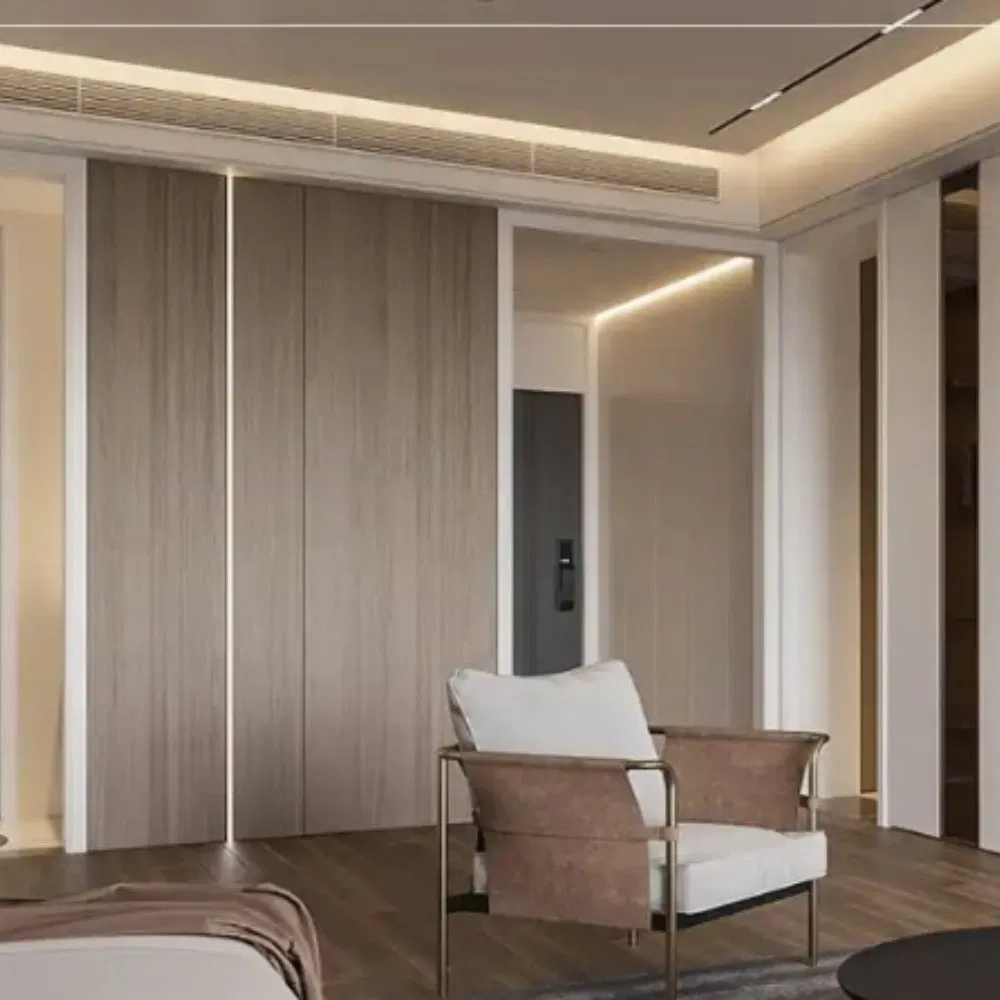 Modern Interior PVC Wall Panel 1220X2400mm Bamboo Wood Veneer Decoration Board Material