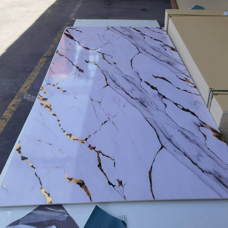 Composite PVC Bamboo Charcoal Marble Wall Panel for Eco-friendly Interior Cladding 5mm Glossy