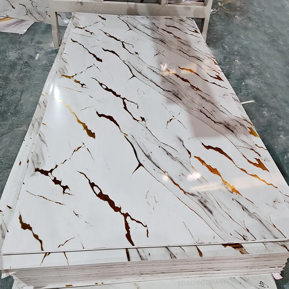 3mm UV-Coated Marble-Effect PVC Wall Panels, High Gloss 1220x2440mm