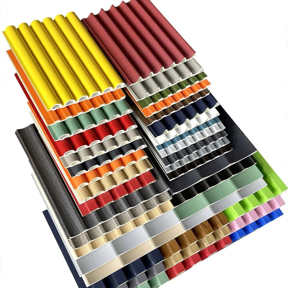 Semicircular Fluted PVC and Wooden WPC Panels, 3D Interior Wall Panel, 150mm WPC Laminated